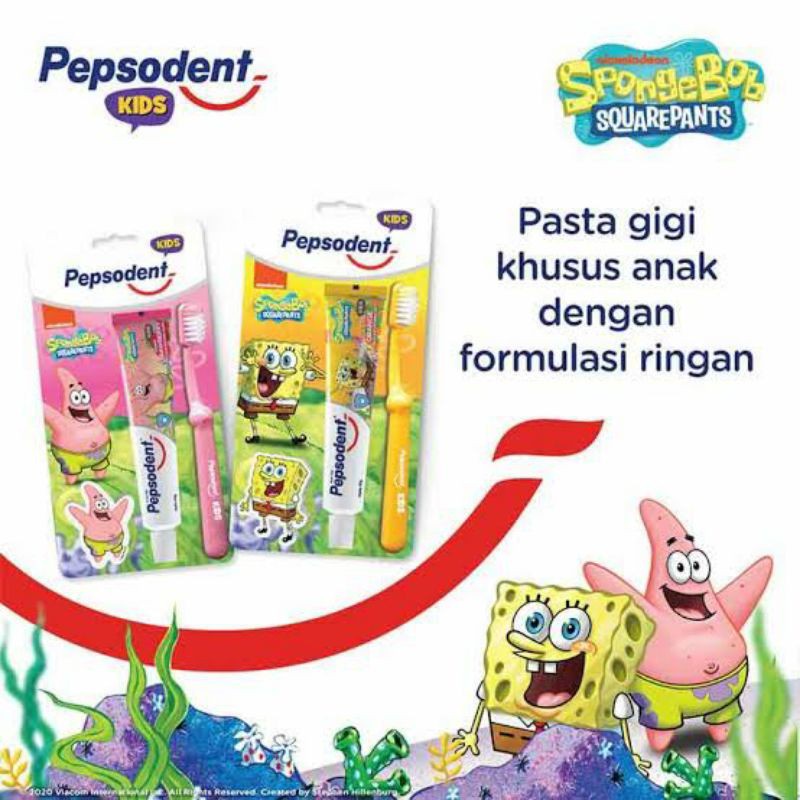 Pepsodent Kids - Sikat dan Pasta Gigi - Spongebob Edition - Buy 1 Get 1