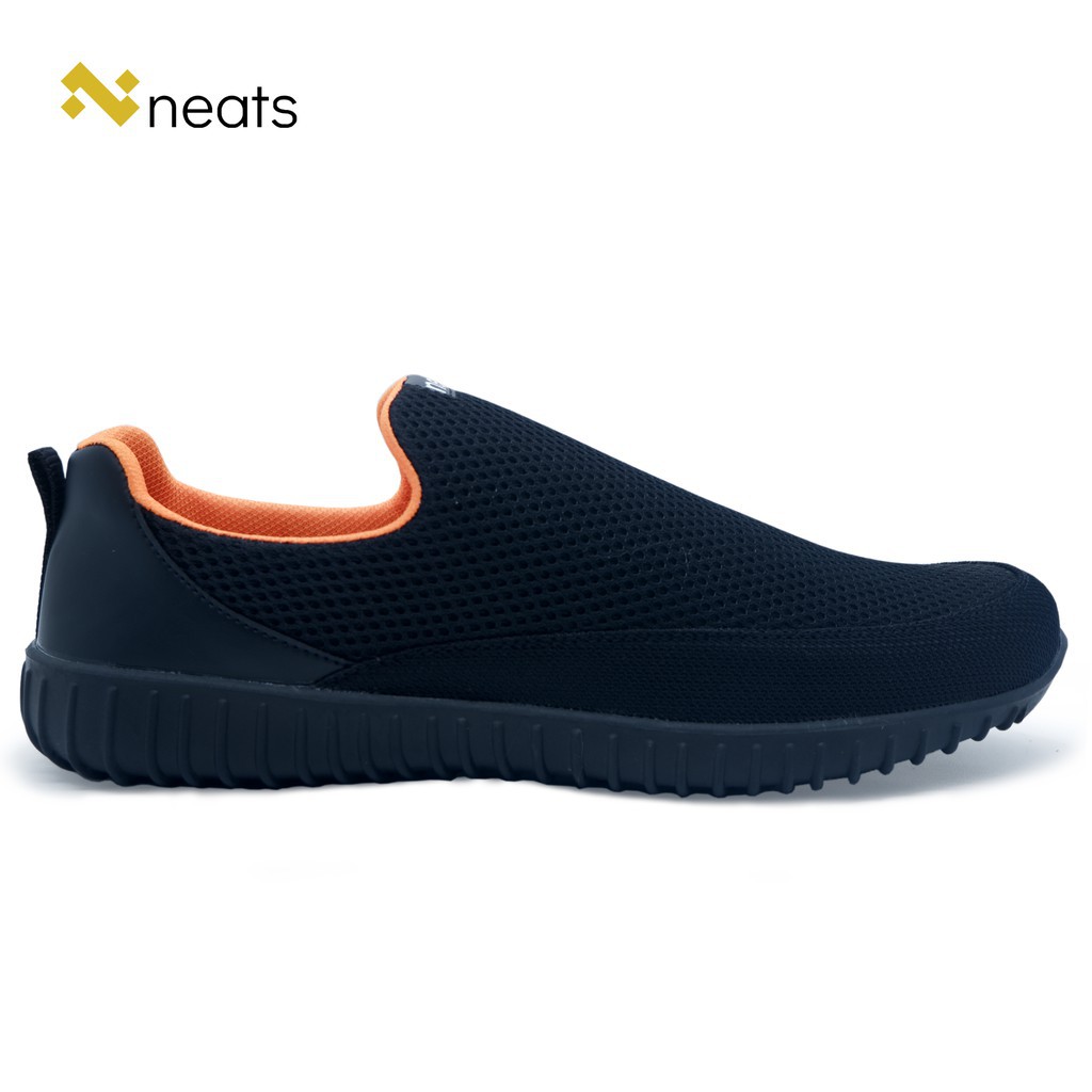 Neats Sepatu Sneakers Slip On Pria Anti Slip Black Orange