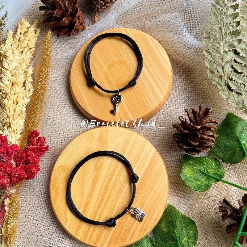Gelang gembok kunci tali satin | Gelang couple gembok kunci | Gelang couple murah | Gelang kunci | G