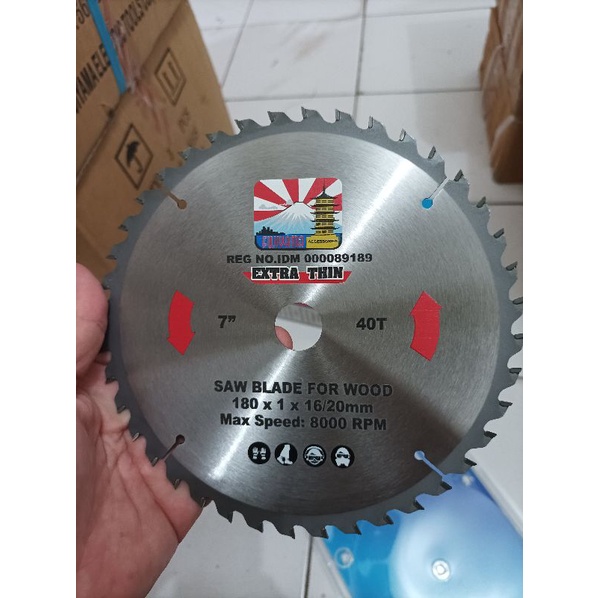 Saw  blade 7&quot; x 40T Super Tipis FUJIYAMA / Mata potong circle Kayu 7 inch Extra Thin JAPAN QUALITY