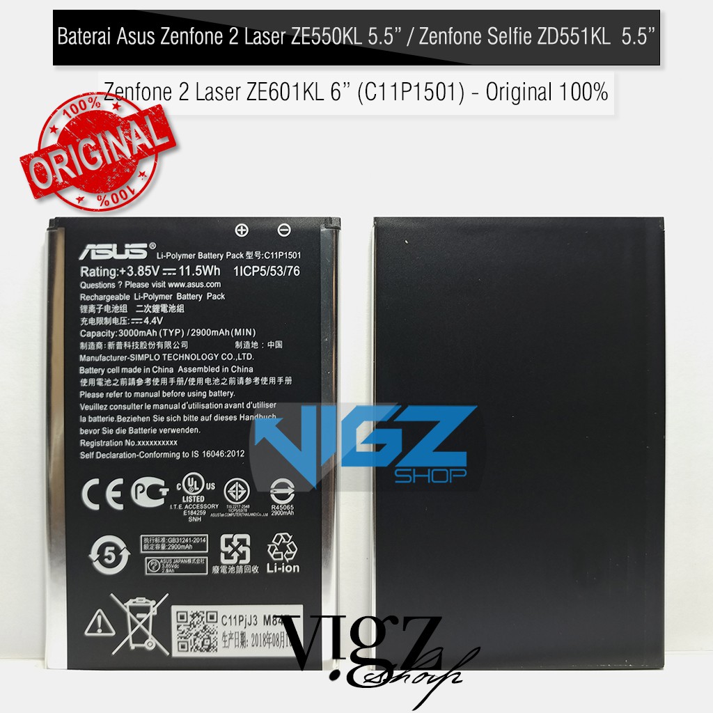 Baterai Asus Zenfone 2 Laser ZE550KL 5.5 Inch, Asus Zenfone Selfie ZD551KL 5.5 Inch Original 100%