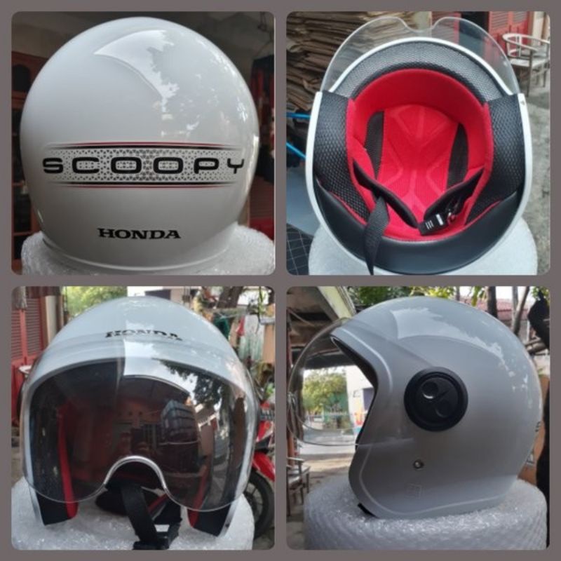 (SCOOPY PUTIH / HITAM) Helm Honda Original, Model Scoopy TANPA STIKER SCOOPY (POLOSAN)