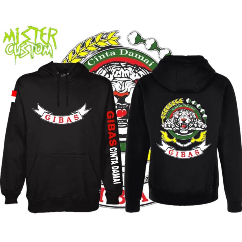 Jaket Hoodie Pria/Wanita Tulisan Logo GIBAS CINTA DAMAI