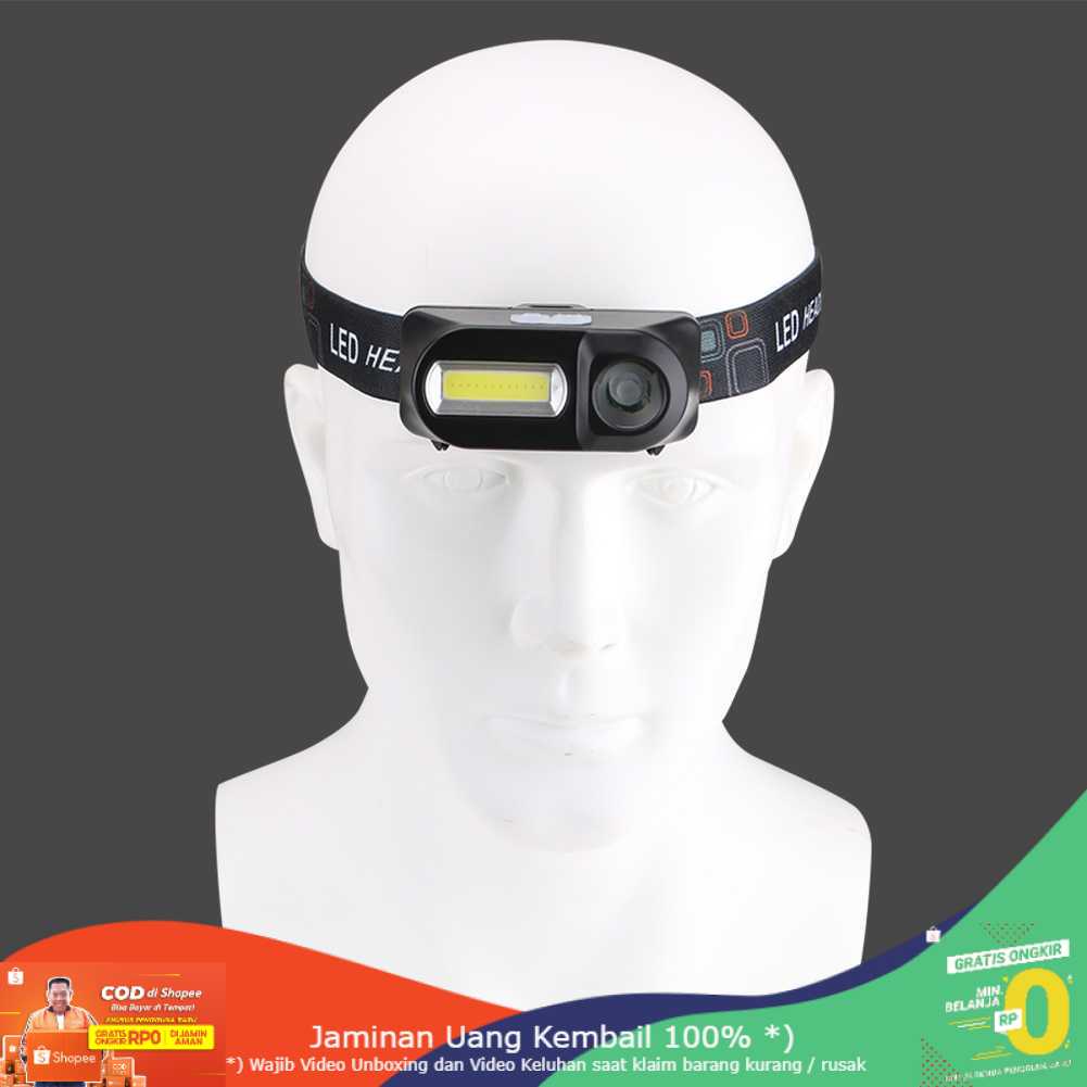 (BISA COD) RVOSTR LED Headlamp Flashlight Headlight LED 3 Modes COB - KX-1804