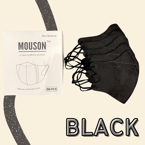 Mouson Masker Duckbill Model Garis 4ply Earloop Import 1Box Isi 50Pcs - DB MOUSON PUTIH