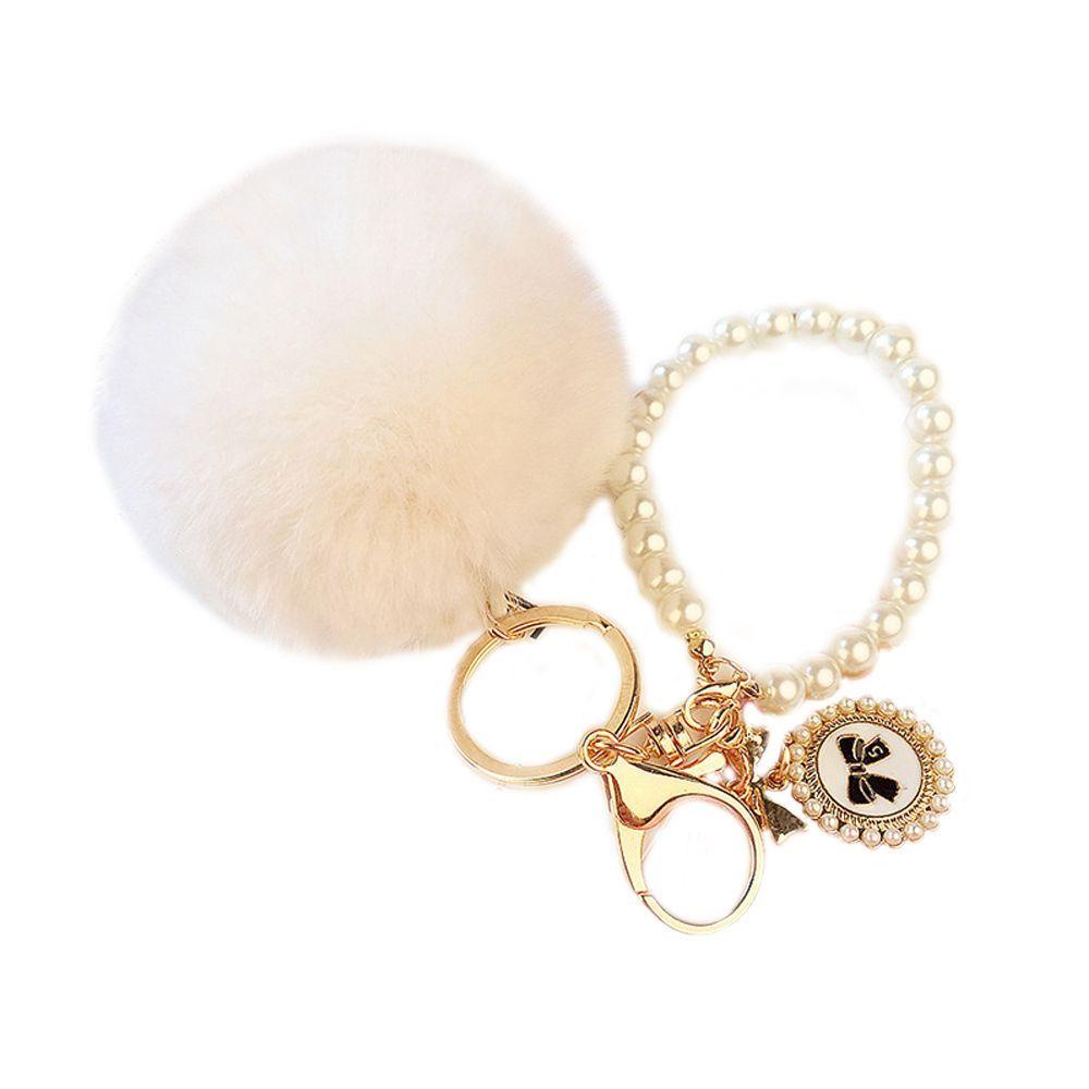 Lanfy Gantungan Kunci Hadiah Fluffy Lovely Ball Key Ring Pendant Mobil Bulu Kelinci Chic Lembut