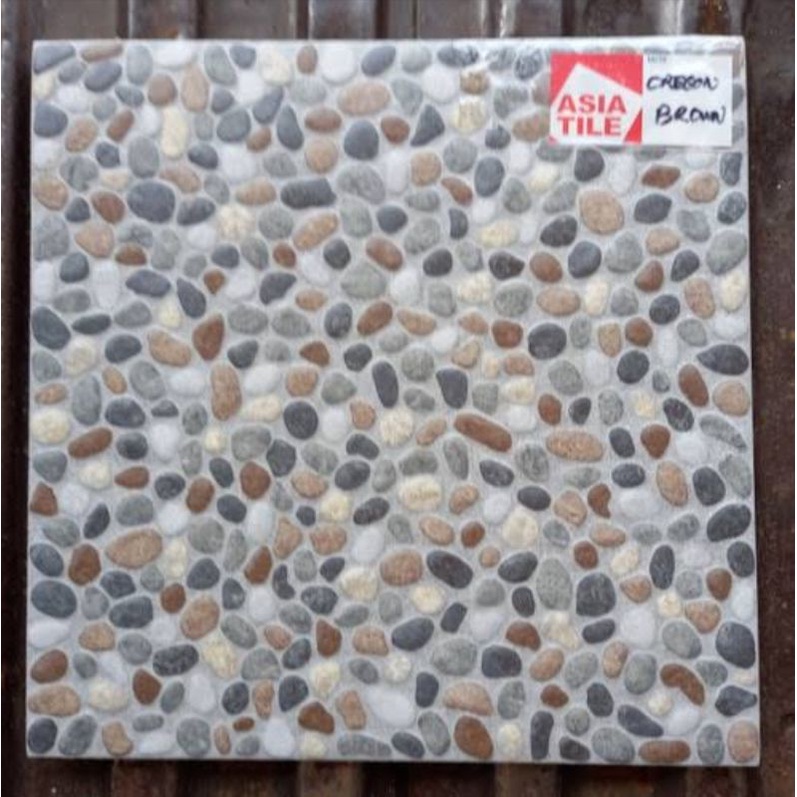 keramik 30x30 lantai dinding teras taman kasar batu asia oregon brown