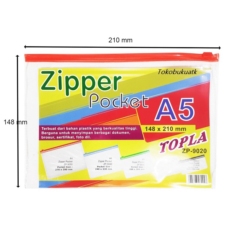 

Zipper Pocket A5 Murah merek Topla ZP-9020