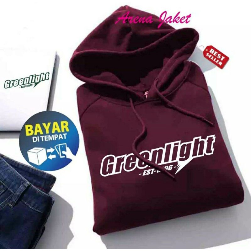 TERMURAH !! COD Jaket Sweater Hoodie Pria Distro GREENLIGHT Original Big Size Jumbo M - XXL