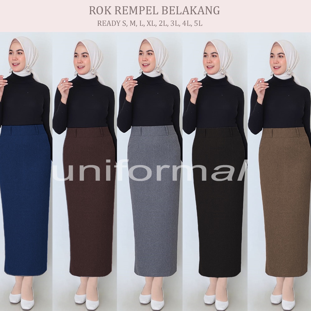 Rok Span Panjang REMPEL BELAKANG Ukuran S - 4L JUMBO Bahan Gabardine Hitam Abu Mocca Coklat Tua Maxi Skirt Polos / Kerja / Kantor / Kantoran / Formal / The Executive / Crocus / MyYoora / Allia / Rokgaliya / Nexxa / Termurah / Murah / Terlaris / Muslimah