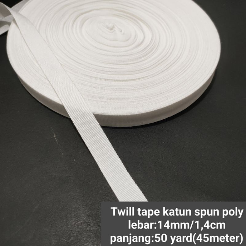 Tuill tape katun/spun polyeste/pita label.1,4cm