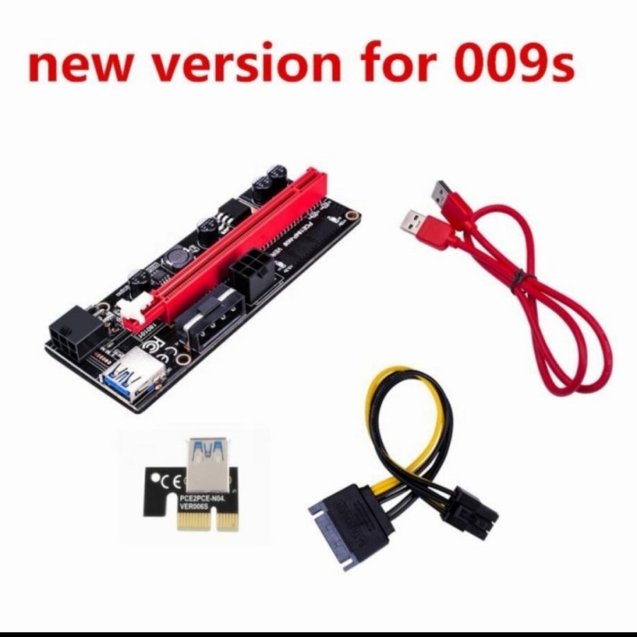 USB 3.0 PCIE RISER 6pin 1x to 16x Card VERSI 009S 009 Plus 8 Kapasitor