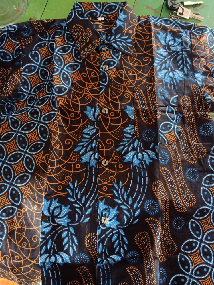 Batik Couple Keluarga Sania Ruffle Ori Ndoro Jowi Dnt Seno Biru