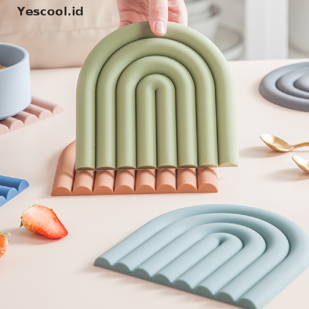 (Yescool) Tatakan Panci Multifungsi Bahan Silikon Warna Pelangi