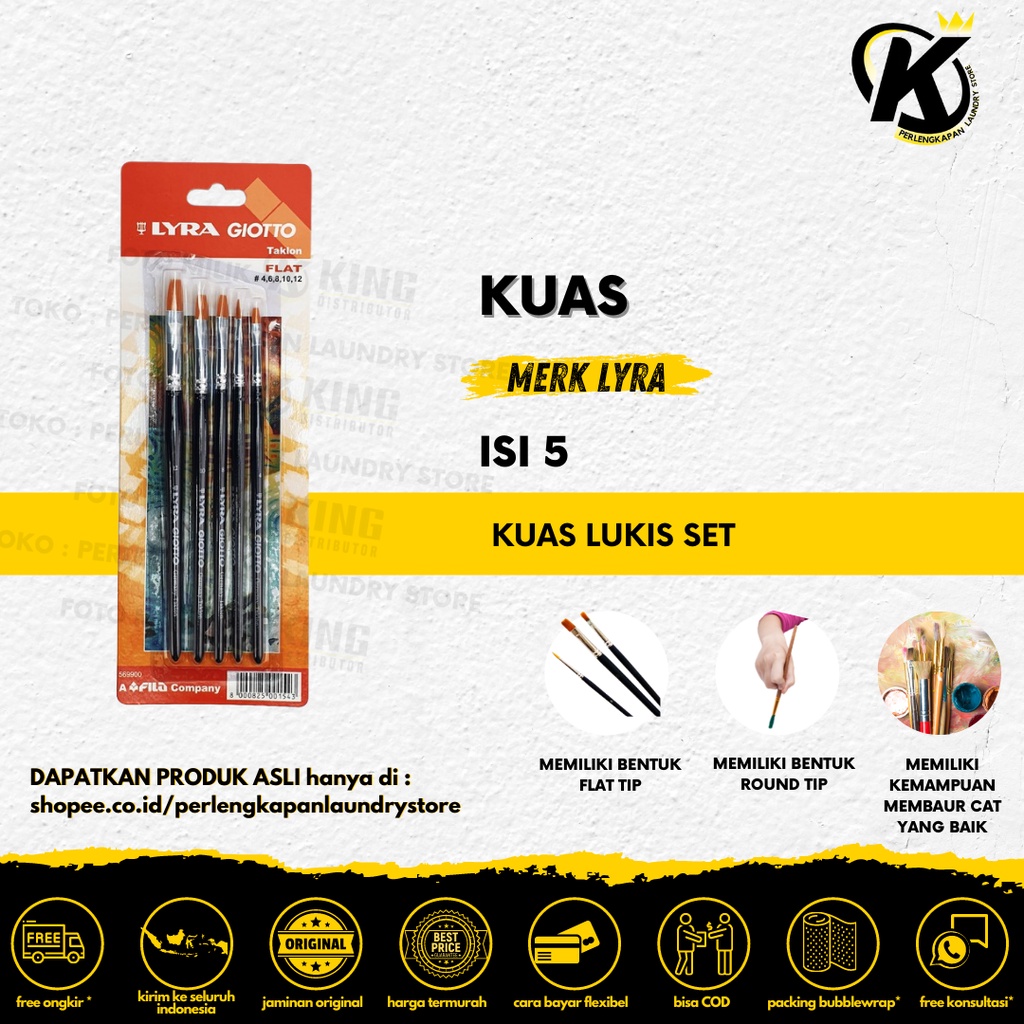 

Paket Kuas Cat Isi 5 | Kuas Lukis Set LYRA