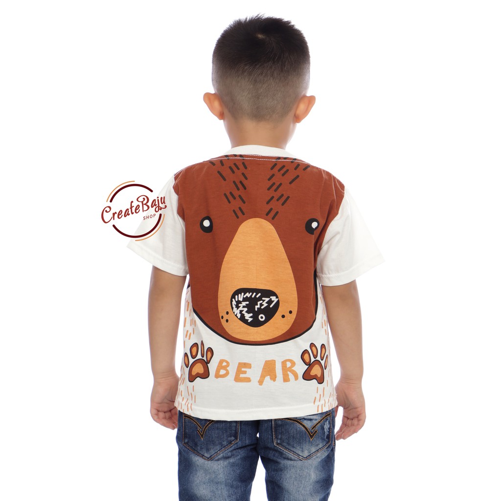 KAOS ANAK LAKI BERUANG COKLAT 1-7 TAHUN BAJU ATASAN ANAK LAKI FASHION TERMURAH BAHAN KATUN