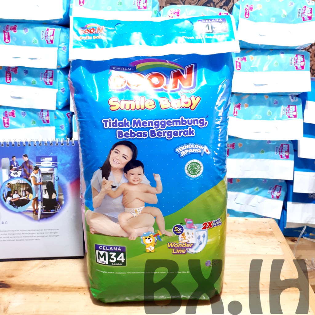 Goon M34 / Popok Bayi Sekali Pakai Celana M 34 Smile Baby - Expired Date 100% Aman