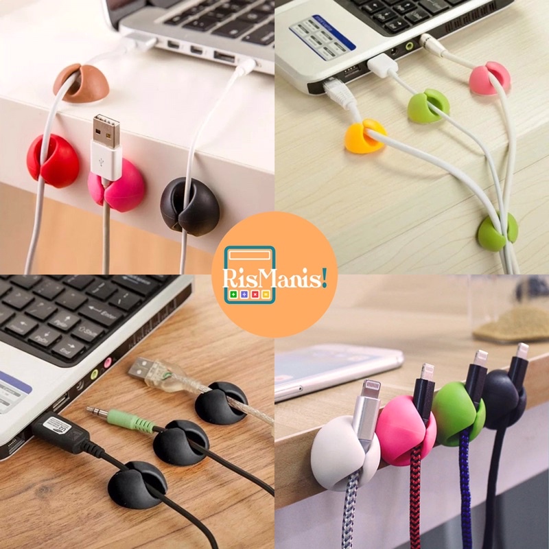 MINI CABLE HOLDER - Klip Penjepit Penahan Pengikat Pengait Kabel Power Bank USB Charger HP Ponsel