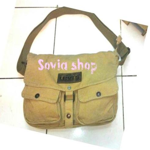 Tas selempang kanvas hijau army 609/tas pria/tas kain