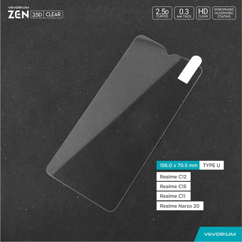 VEVORIUM ZEN 2.5D Clear Realme C15 C12 C11 Narzo 20 Tempered Glass