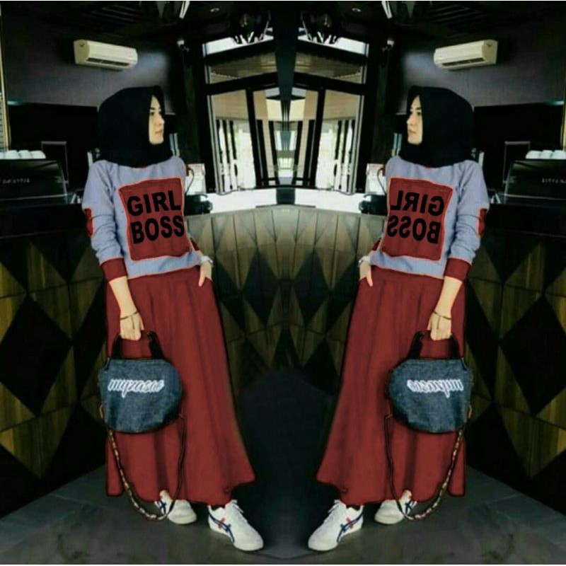 BAJU WANITA TERBARU 2021 UKHTI LADIES GADIS SYARI SET ROK GIRLBOSS BABYTERRY/PAKAIAN TRAINING