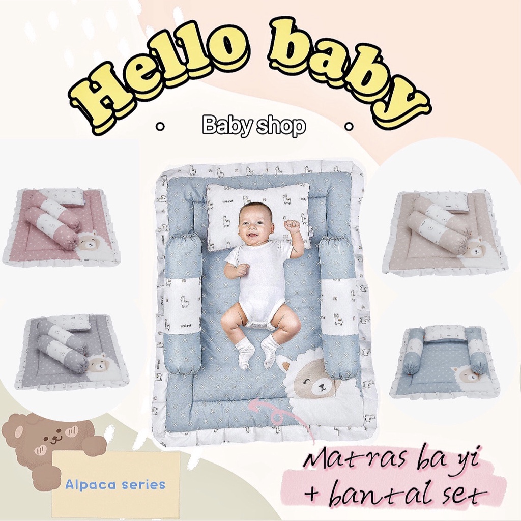 Omiland Baby Mattress Matras Bayi Set Bantal + Guling Motif Alpaca Series - OB 24201