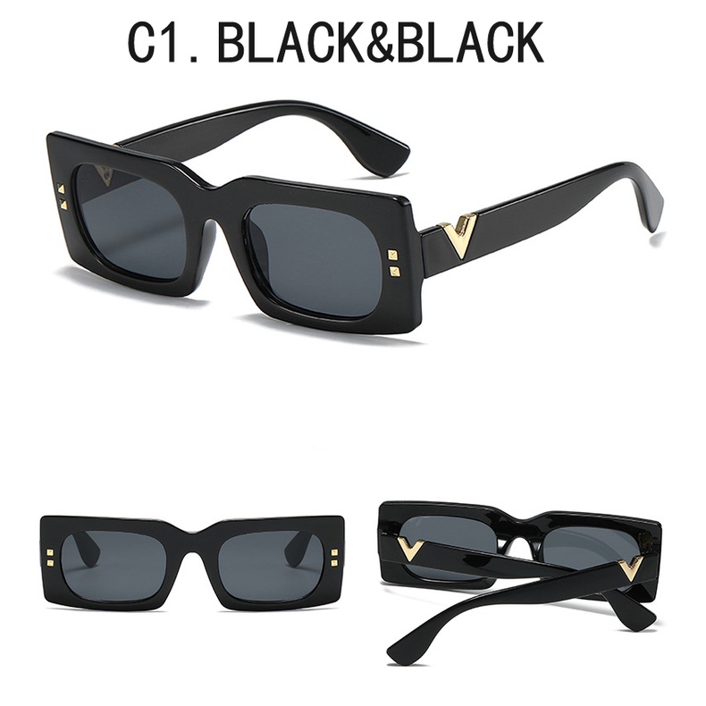 Vintage Sunglasses Rectangular Frames Hip Hop Glasses Trend Cool Glasses Women and Men