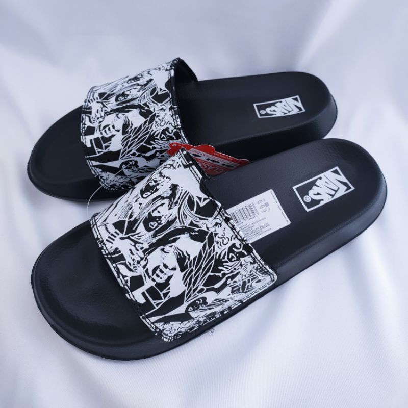 Sandal slop Marvel Hitam sendal slop pria sendal slop karet Original sendal slop wanita