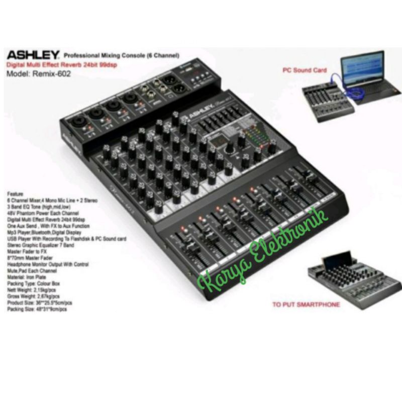 MIXER ASHLEY REMIX602 MIXER ASHLEY 6 CHANNEL REMIX 602 ORIGINAL ASHLEY