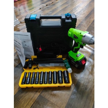 Reaim 288V Cordless Impact wrench 2 baterai cordless mesin pembuka baut ban bor set impak buka motor mesin bor untuk baut mobil