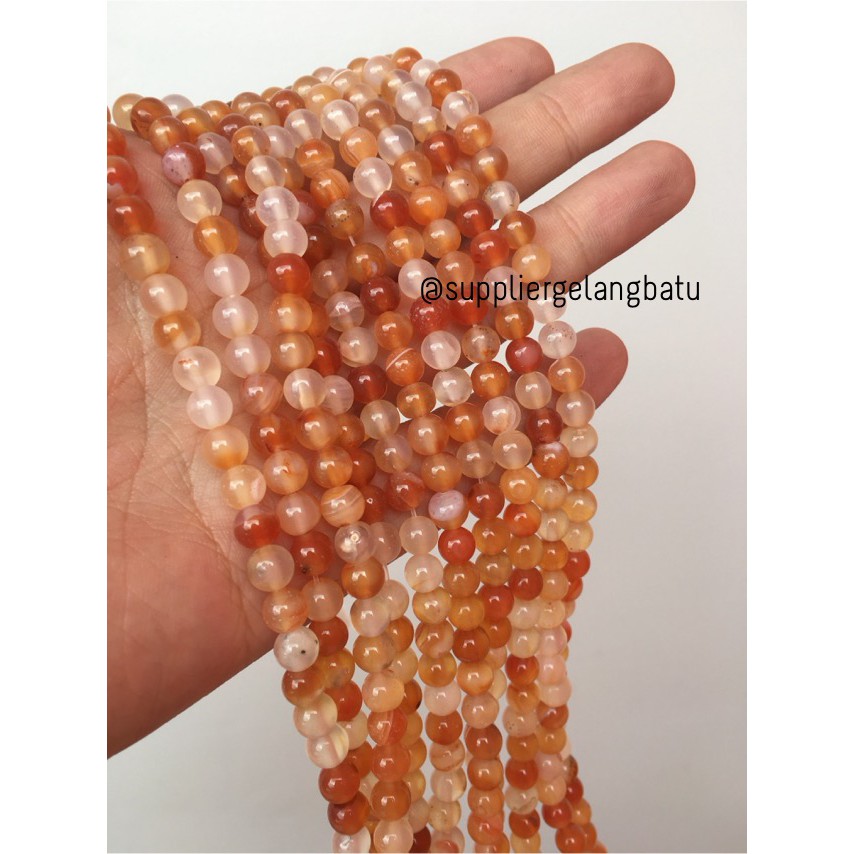 Carnelian Putih Orange Natural Stone Batu Perhiasan Fashion 6mm Akik Bacan Renteng Natural Akik Kayu