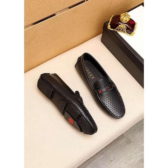 sepatu loafer gc mirror quality shoes men slip on cowok hitam P1SHOES