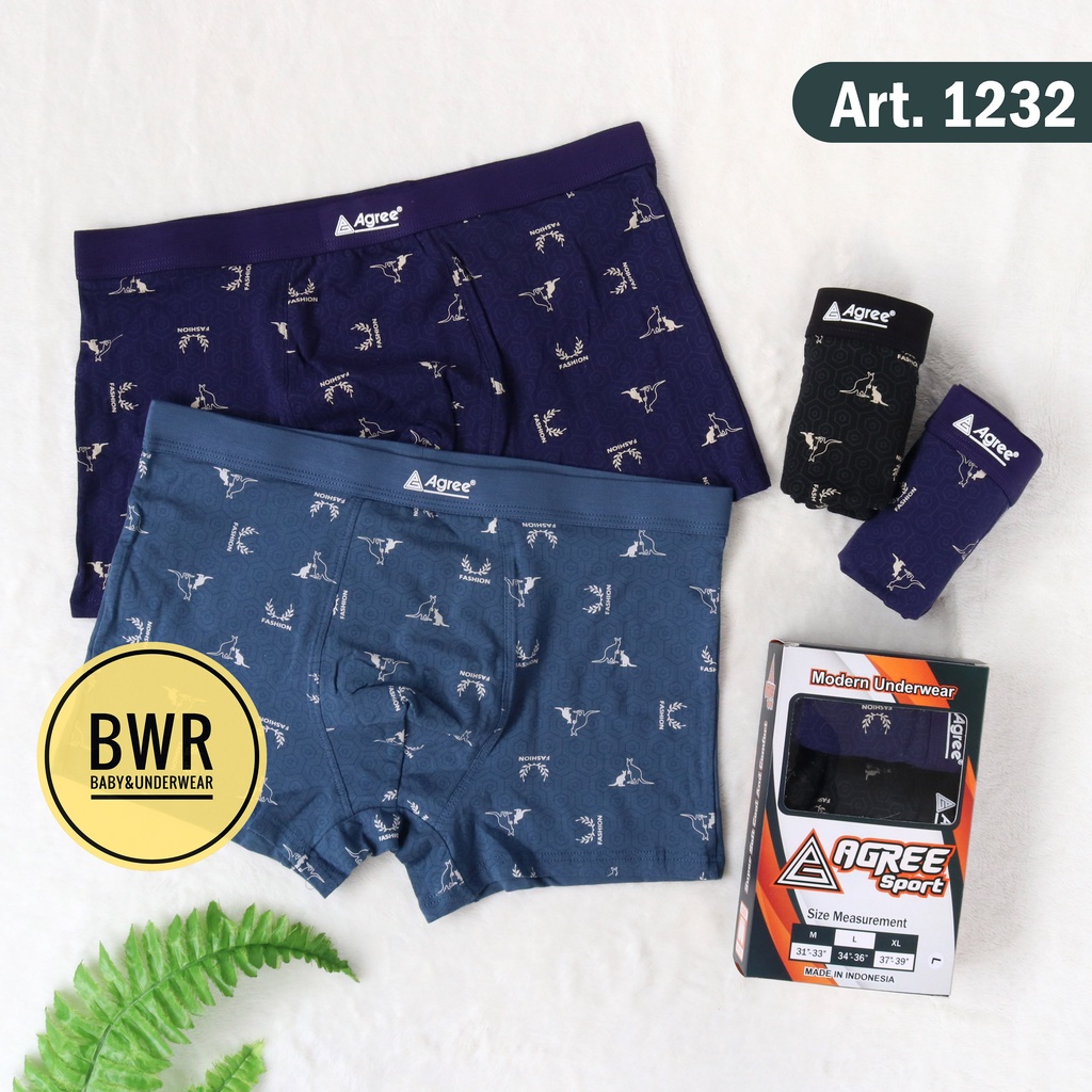 [ 3pc ] CD BOXER AGREE SPORT 1232 / Celana Dalam Pria Boxer Motif / CD Boxer Agree Pria 1232 | Bwr