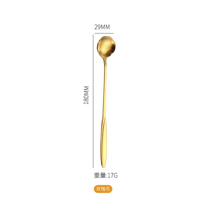 STAINLESS GOLD - SENDOK TEH KOPI STAINLESS GOLD - STAINLESS STELL HANDLE DAUN - BC