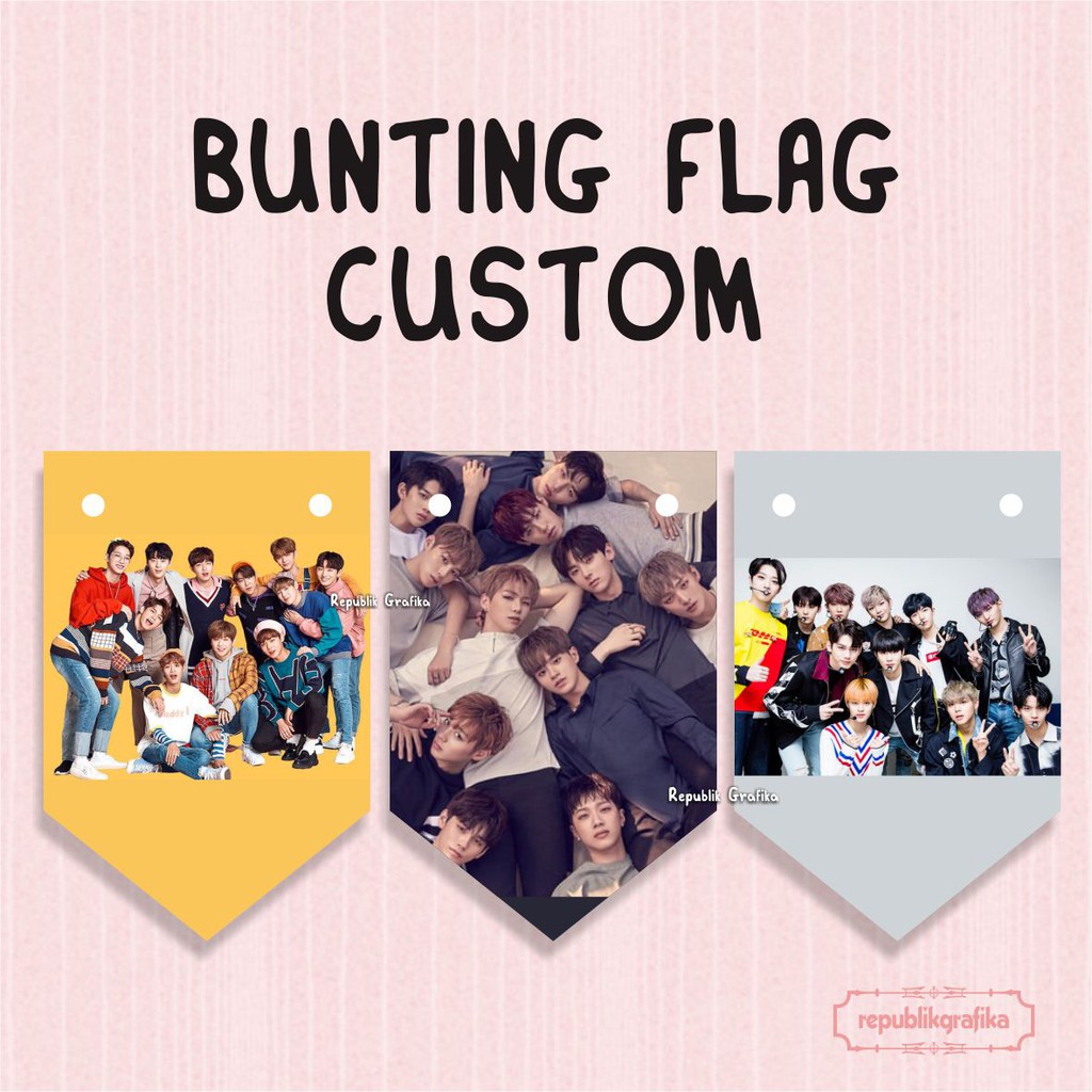 Bunting Flag BTS - Bunting Flag Wanna One - Bunting Flag Exo - Custom - 10 x 15 cm