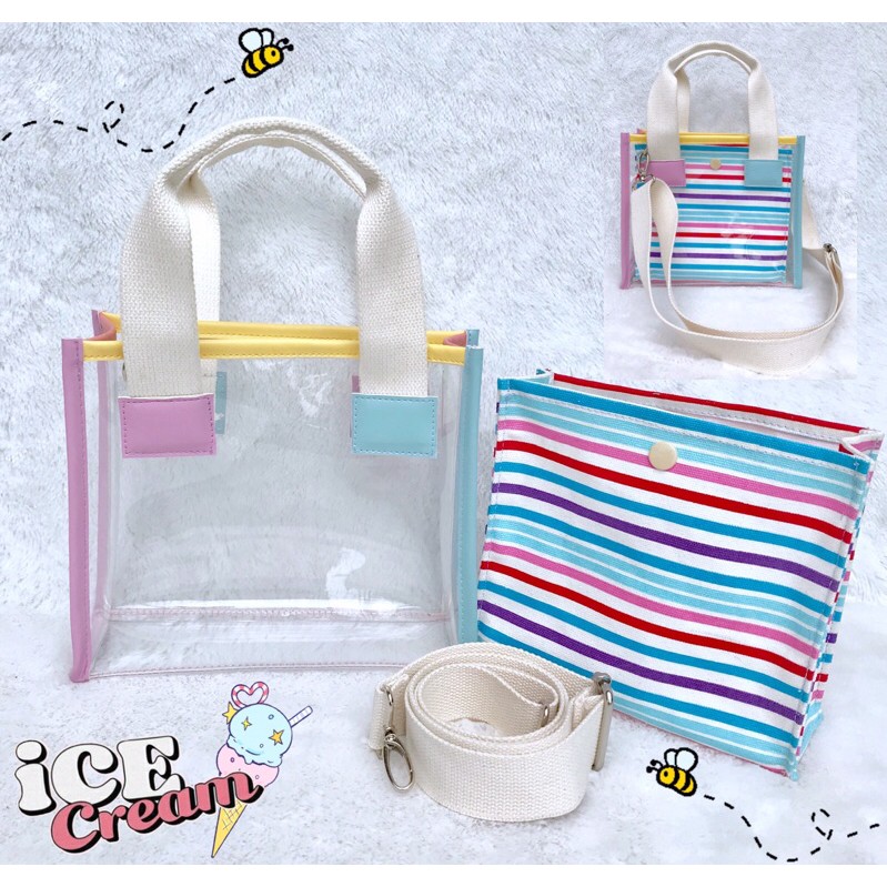 Tas mika new normal ice cream series / tas kekinian / tas pastel / tas transparan mika / tas pouch