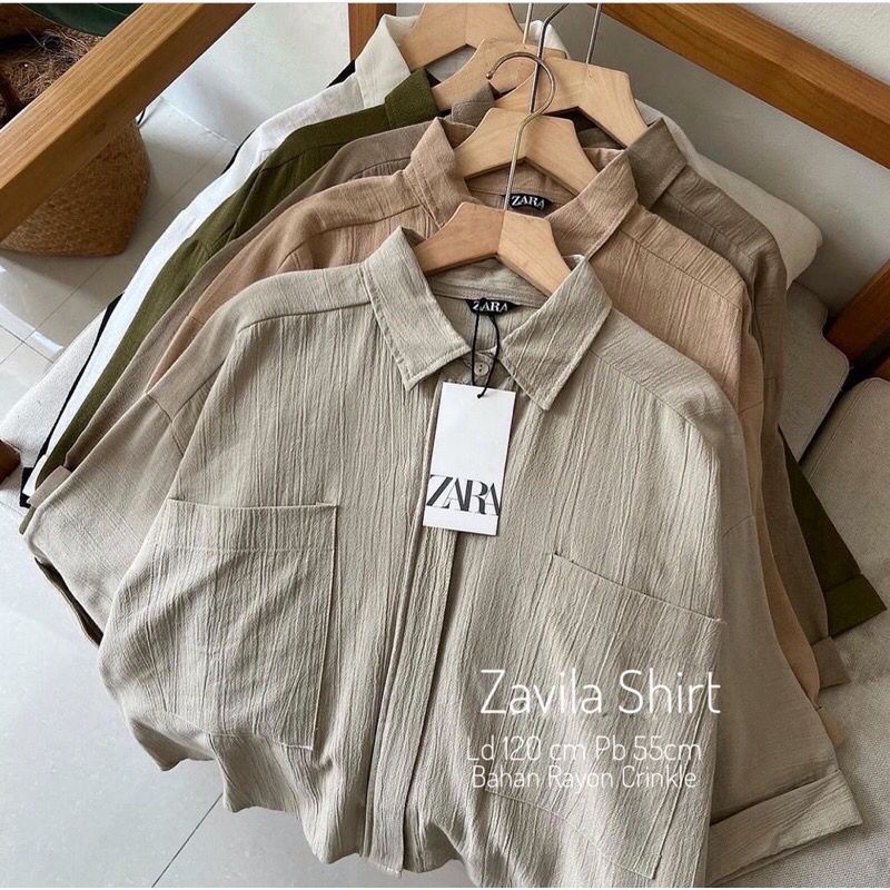 NAYAKA TOP Kemeja Wanita Pocket Cotton Crencle