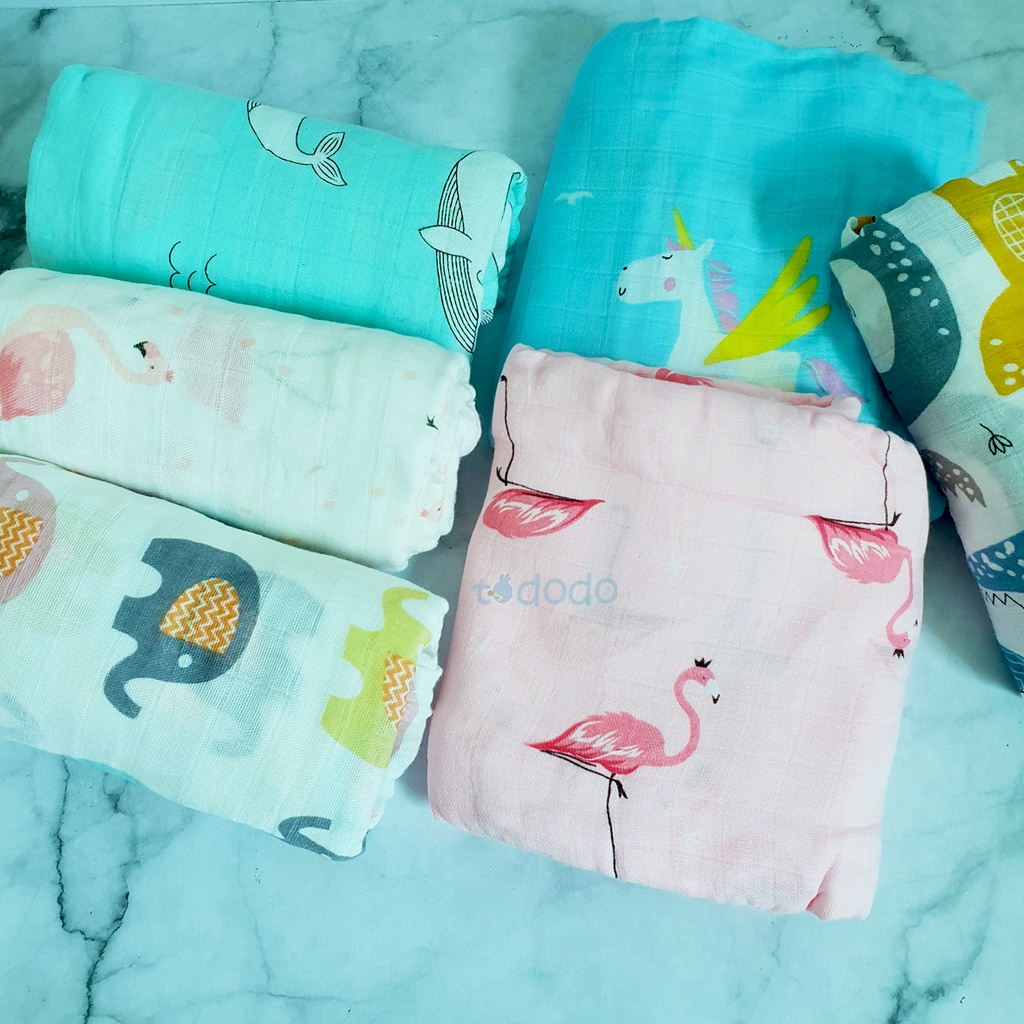 Bedong Bayi Muslin Cotton Swaddle Jumbo Selimut Bayi 120 X 110 cm