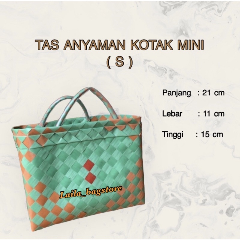 Ready Stock ~ Tas Bingkisan Kotak MINI (S) / Tas Anyaman Plastik Mini Motif / Tas Souvenir Murah / Tas Hajatan Parcel