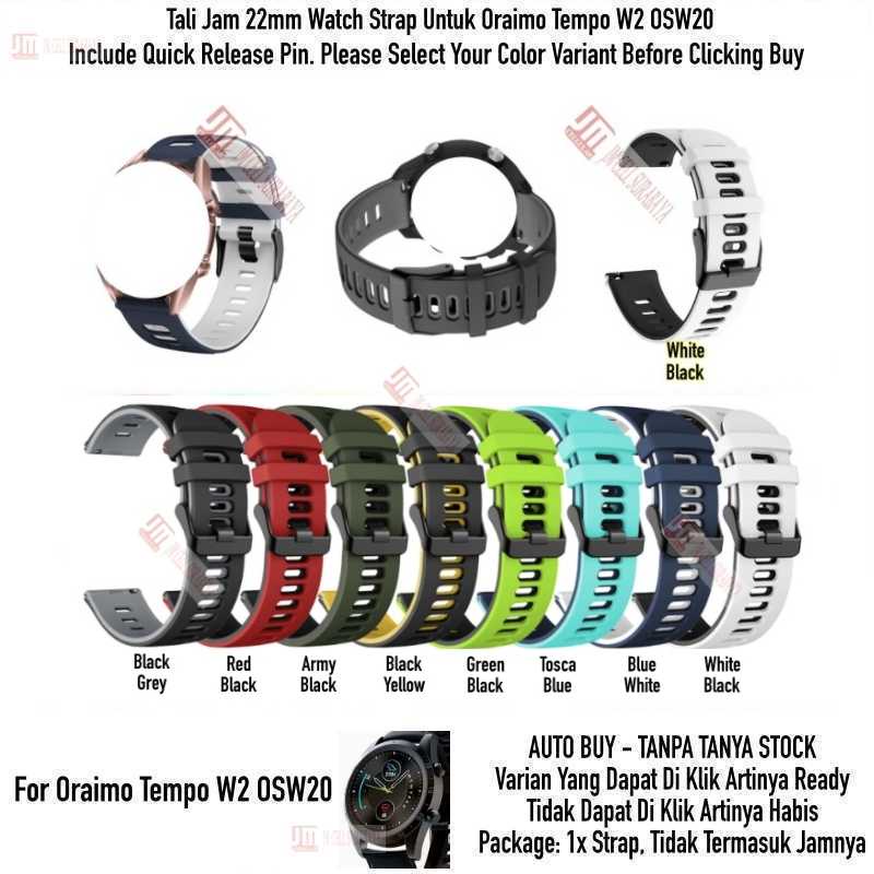 Dual Tone Watch Strap Oraimo Tempo W2 OSW20 OSW 20 - Tali Jam 22mm Rubber Sporty Silikon