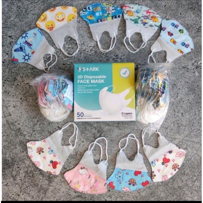 MASKER DUCKBILL ANAK KIDS  EARLOOP 3PLY  ISI 50PCS