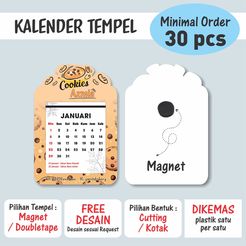 Jual (BISA COD) KALENDER MAGNET KALENDER TEMPEL DESAIN CUSTOM SOUVENIR