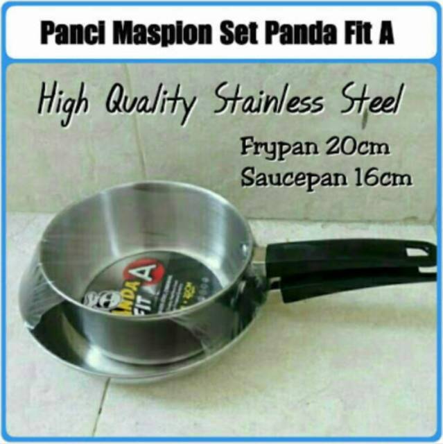 Maspion Pnaci Set Panda Fit A Fry pan (20cm) Dan Sauce pan (16cm) SSP141 Full Stainless