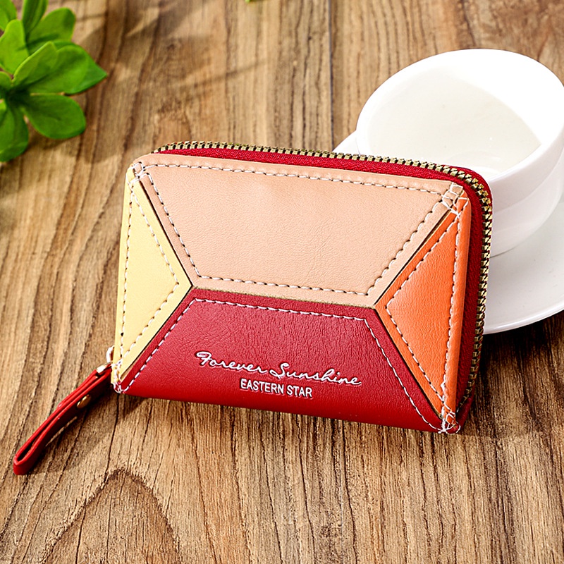 DOMPET KARTU WANITA MINI LUCU KULIT MERAH SIMPLE KECIL ANDREA WA574R1 BRANDED IMPORT KOREA RESLETING KOIN PREMIUM REMAJA KEKINIAN BATAM CEWEK MURAH