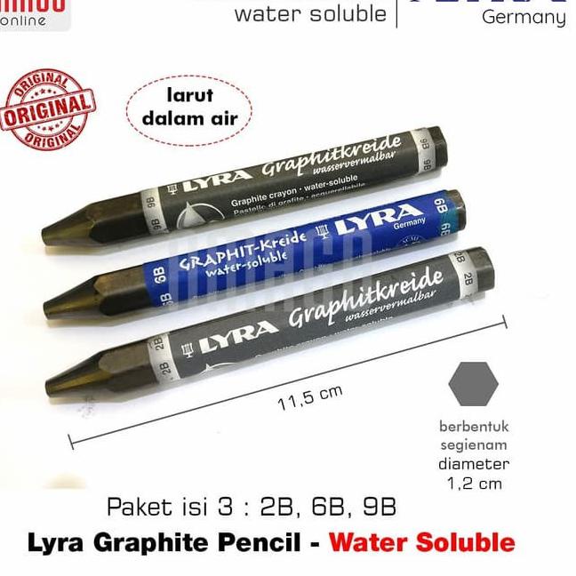 

fhlh LYRA WATERCOLOUR GRAPHITE PASTELS - WATER SOLUBLE (LARUT DI AIR) PAKET ISI 3 - 2B/6B/9B - L563010X Best Promo