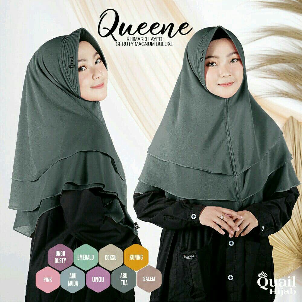 Quail Hijab Khimar Queene Instan Ceruty Premium Khimar 3 Layer