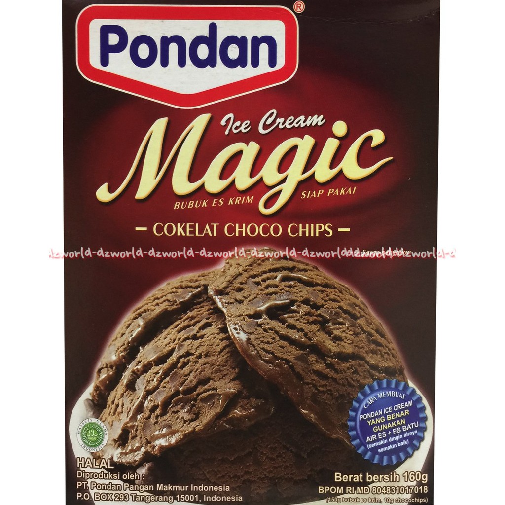 Pondan Ice Cream Magic 160g Cokelat Choco Chips Vanilla Strawberry Kisimis Moka Tepung membuat Eskrim