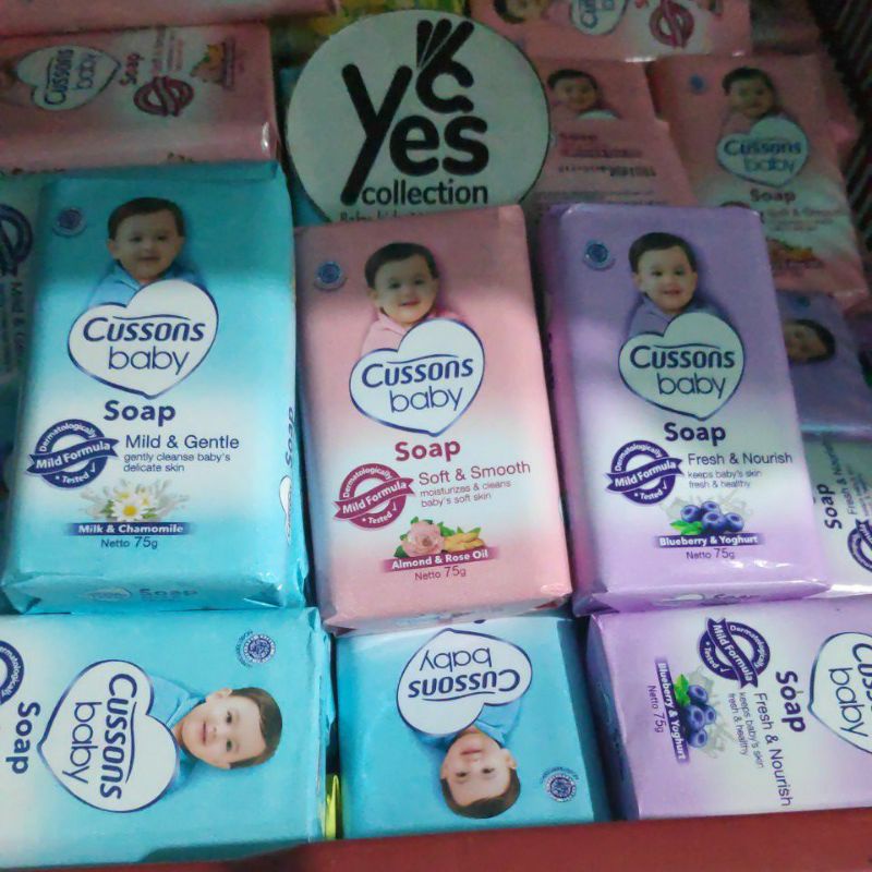 Cussons baby soap 75 - 100 g sabun batang cusson cuson fresh nourish soft and smooth pink ungu biru