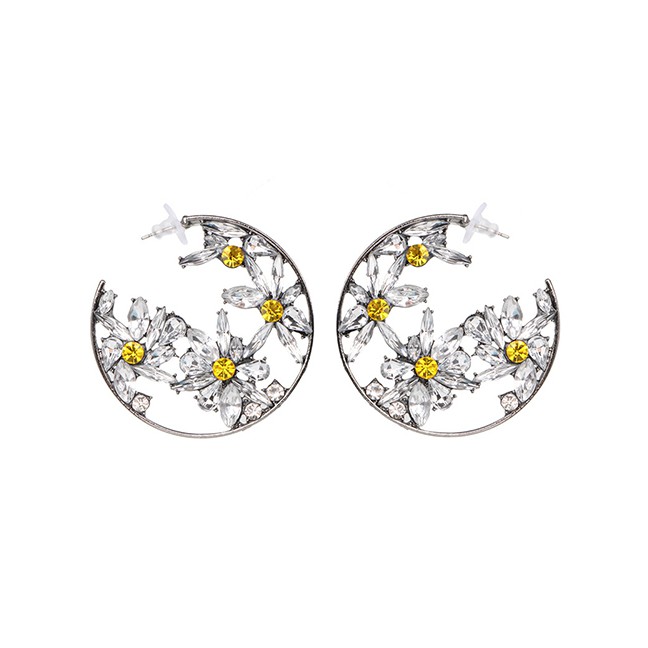 LRC Anting Tusuk Fashion Color Diamond C-shaped Earrings F6766X