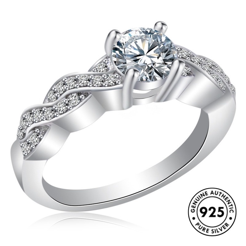 Cincin Berlian Bahan S925 Silver Untuk Pasangan